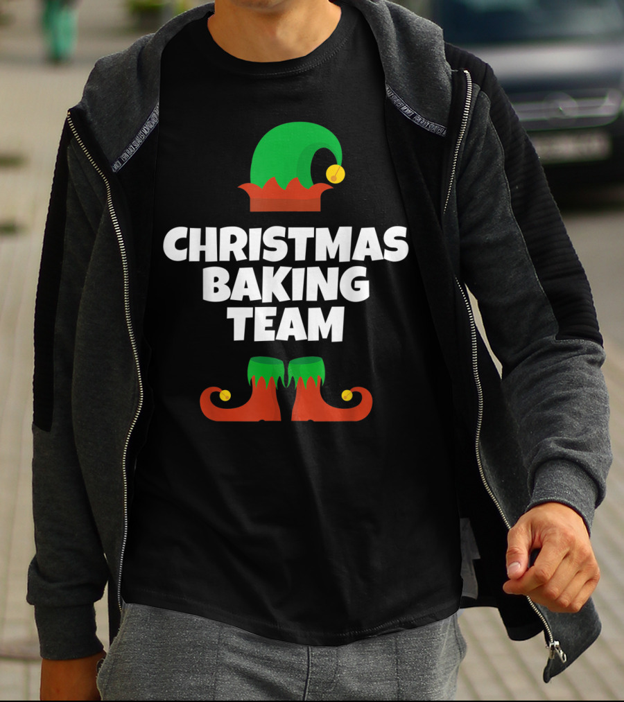 Christmas Baking Team Funny Cookie Baker Elf Hat And Shoes T-Shirt