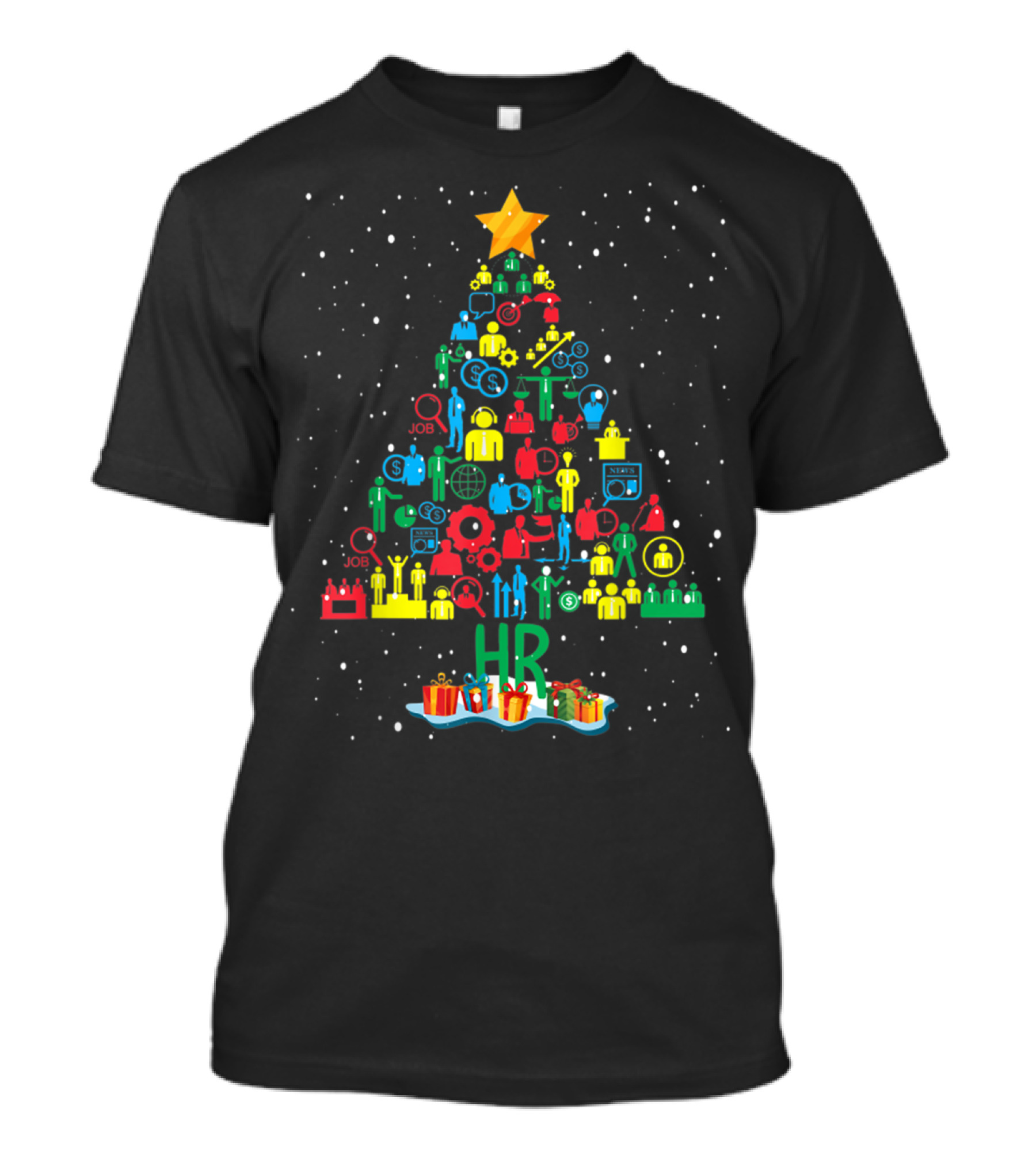 HR Christmas Tree With Job And People Icons T-Shirt
