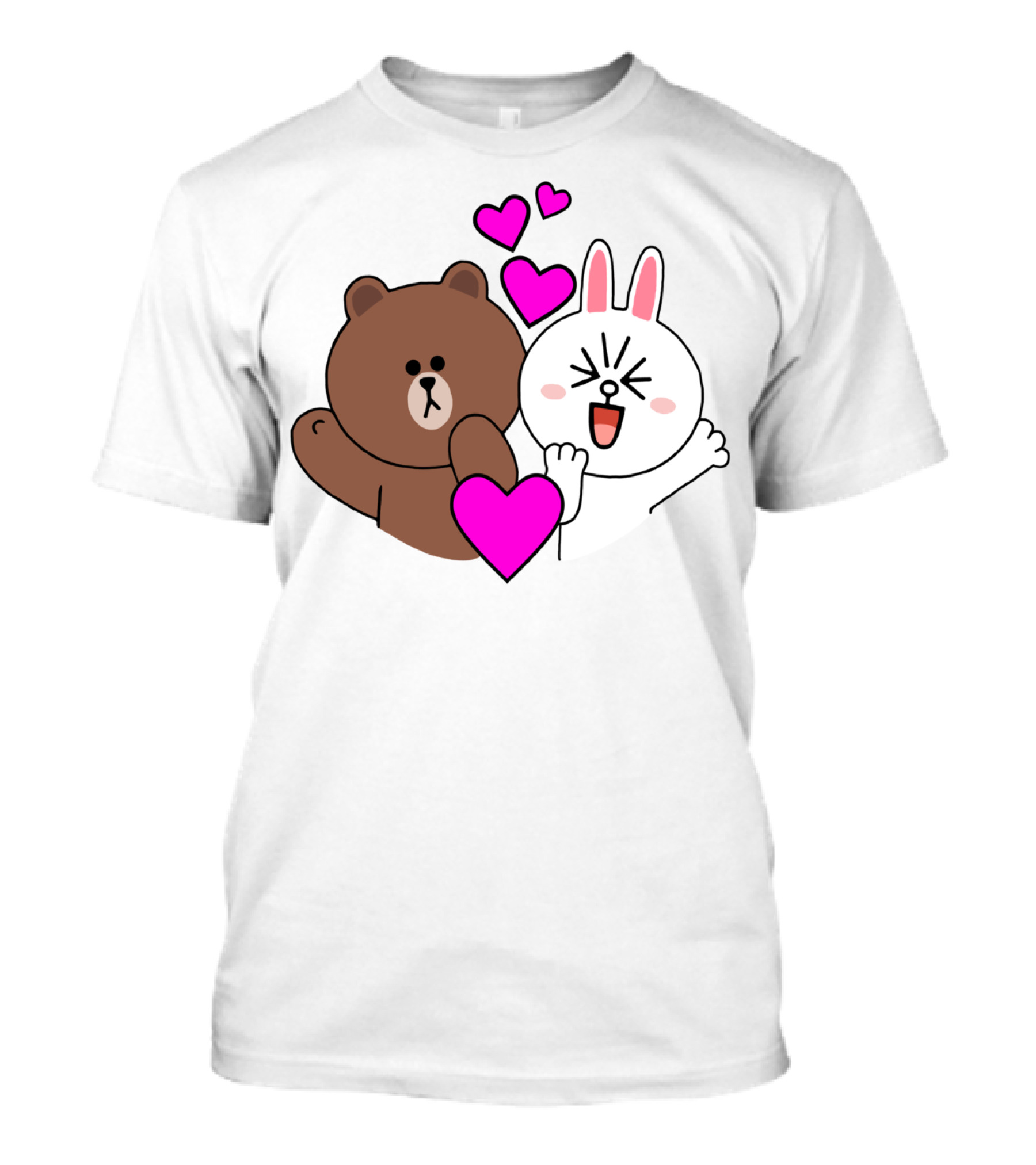 Brown Bear Cony Bunny Rabbit With Hearts Love T-Shirt