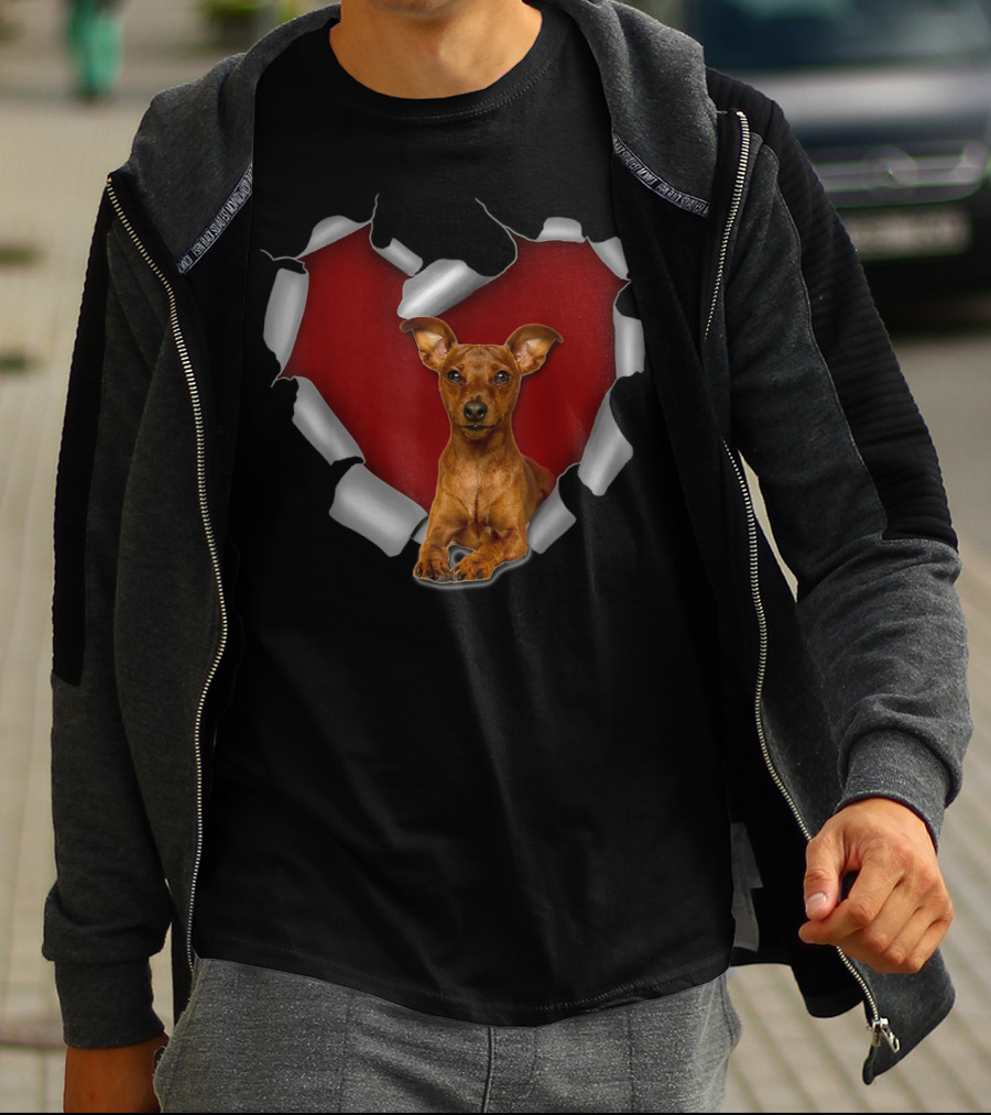 Cute Miniature Pinscher Torn Heart T-Shirt