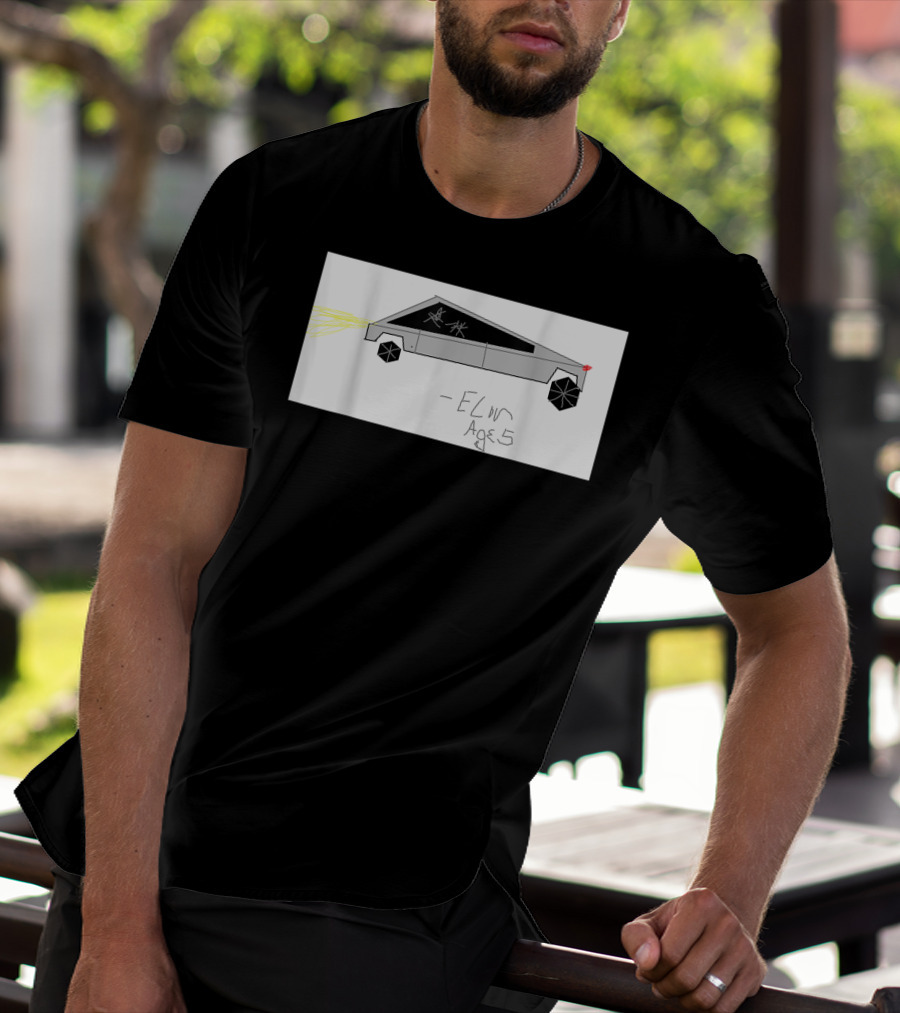 Cyber Futuristic Truck Drawing By Elon Age 5 Child Auto T-Shirt