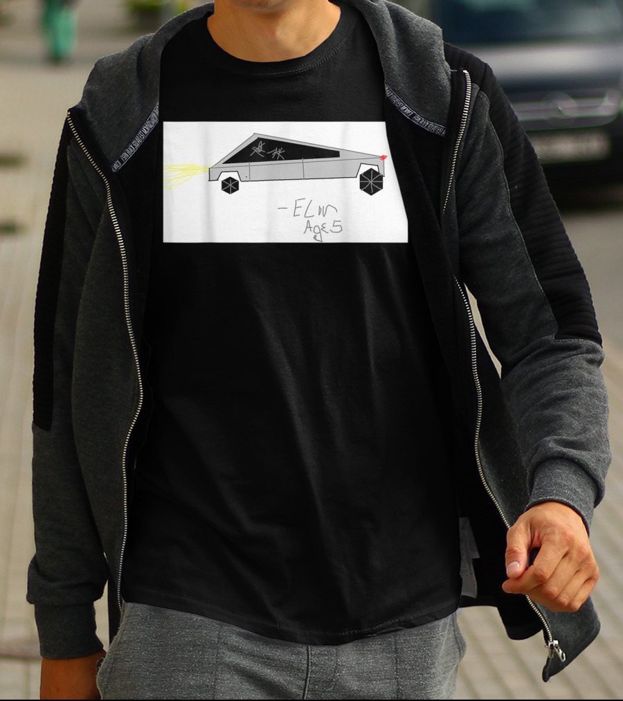 Cyber Futuristic Truck Drawing By Elon Age 5 Child Auto T-Shirt