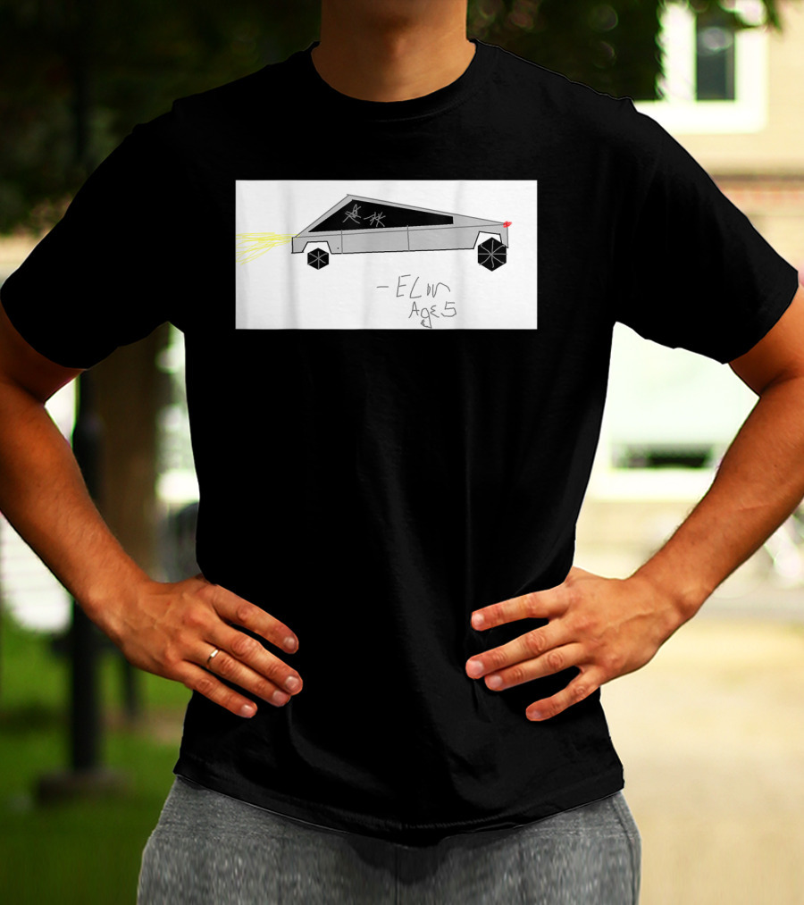 Cyber Futuristic Truck Drawing By Elon Age 5 Child Auto T-Shirt