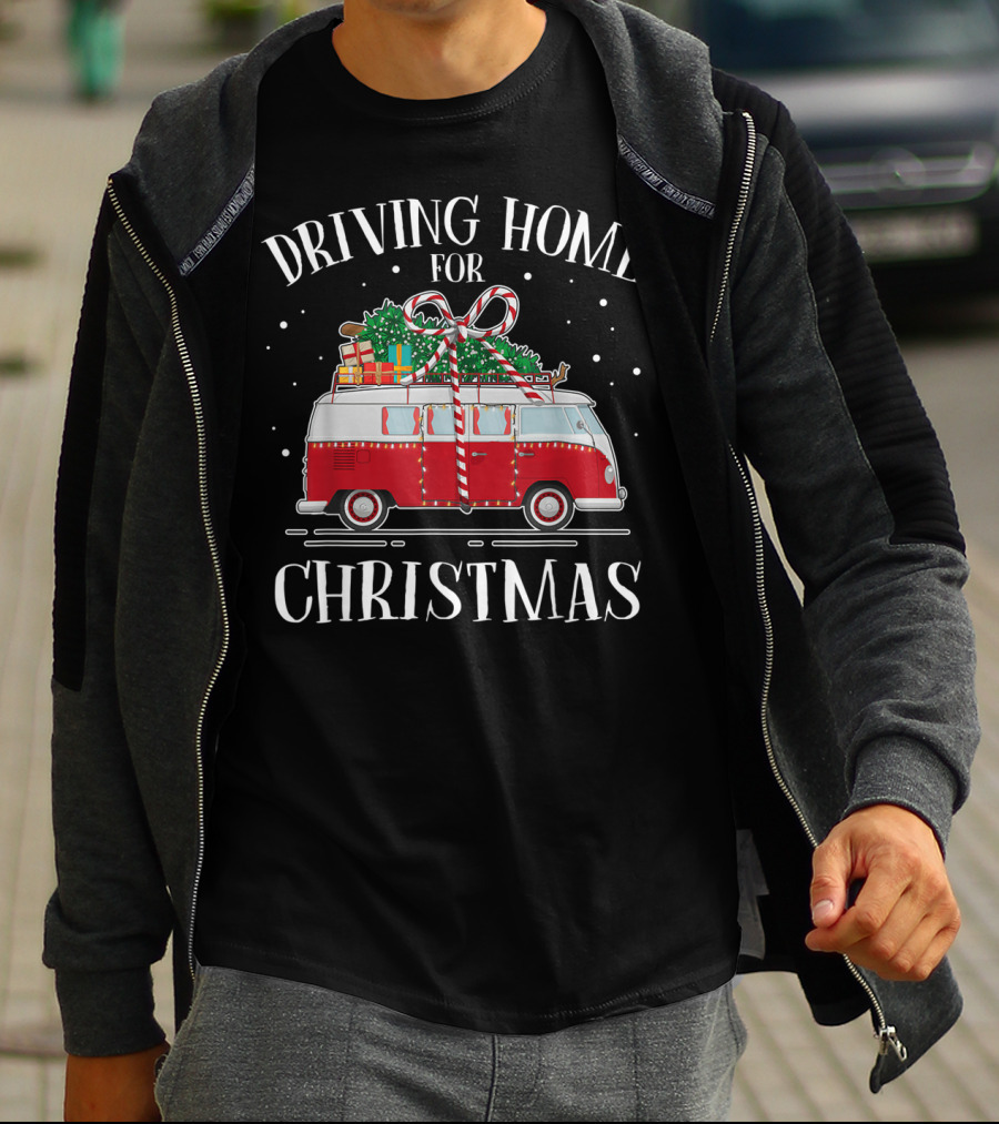 Driving Home For Christmas Red Van With Gifts And Snowflakes T-Shirt