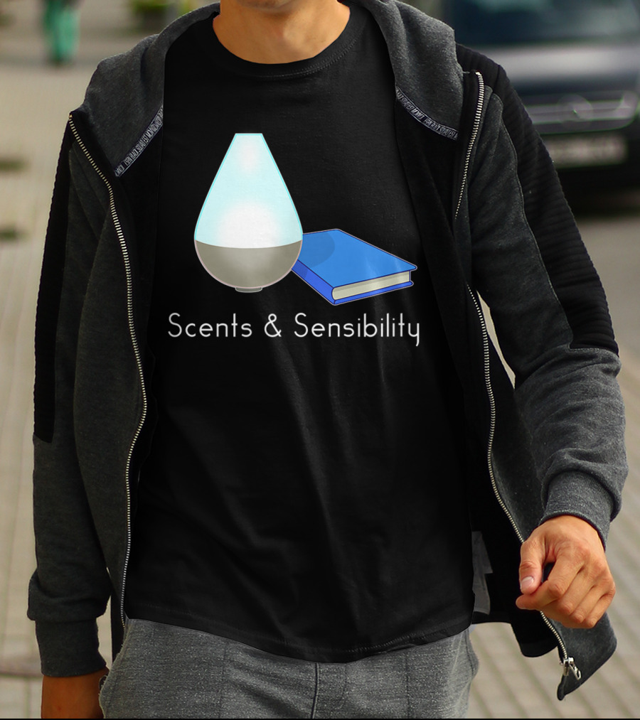 Scents And Sensibility Essential Oils Diffuser Jane Austen Sense Book T-Shirt