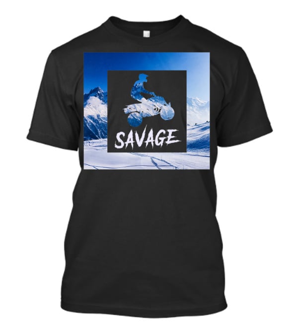 Savage Quad Bike Adventure 4Wheeler ATV In Snowy Mountains T-Shirt
