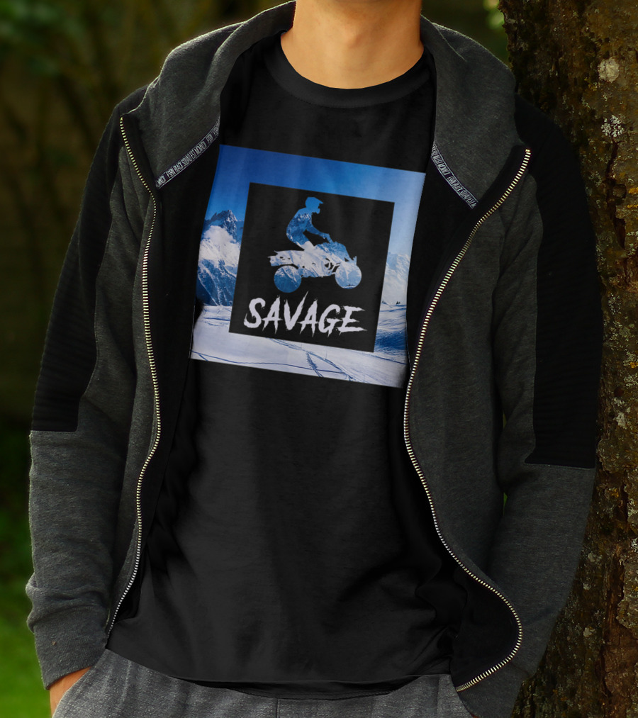 Savage Quad Bike Adventure 4Wheeler ATV In Snowy Mountains T-Shirt