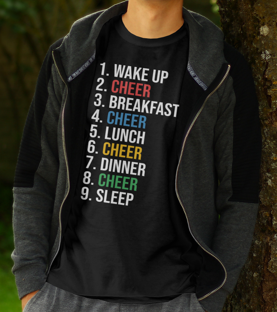 Cheerleading Schedule Wake Up Cheer Eat Cheer Sleep Routine T-Shirt