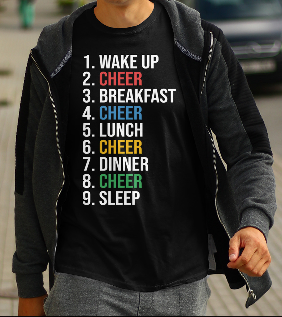 Cheerleading Schedule Wake Up Cheer Eat Cheer Sleep Routine T-Shirt
