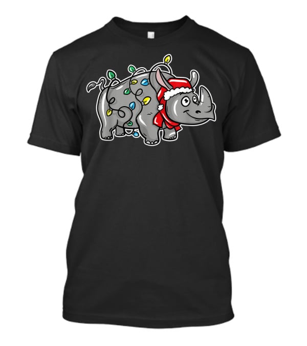 Santa Claus Rhino Christmas Lights Funny Holiday Lover T-Shirt