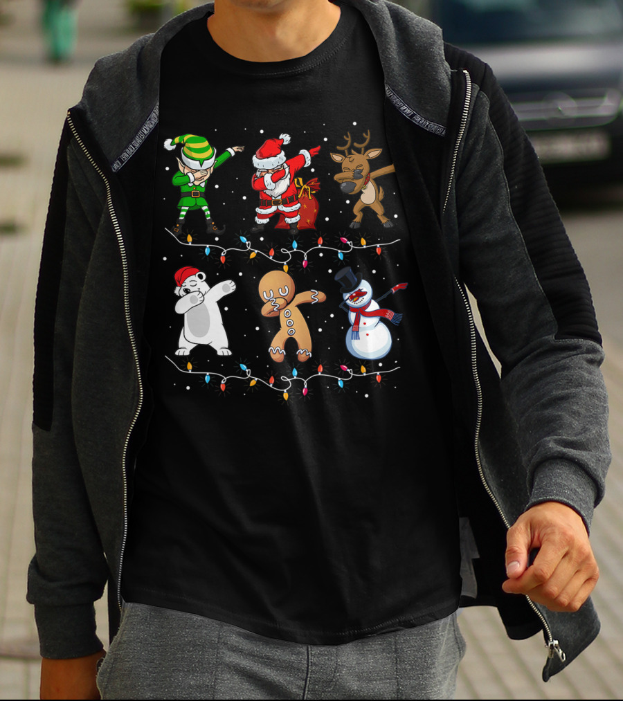 Funny Dabbing Santa Elf Reindeer Polar Bear Gingerbread Snowman T-Shirt