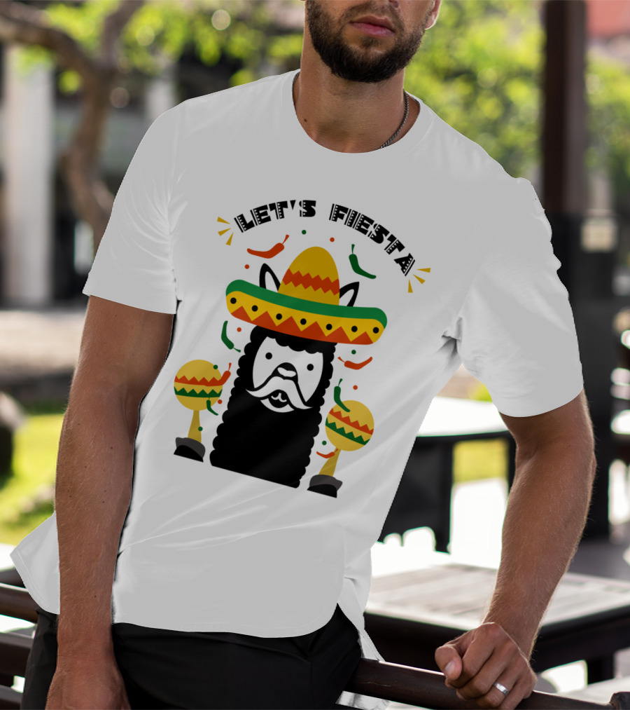 Funny Llama Let's Fiesta Sombrero And Maracas Party T-Shirt