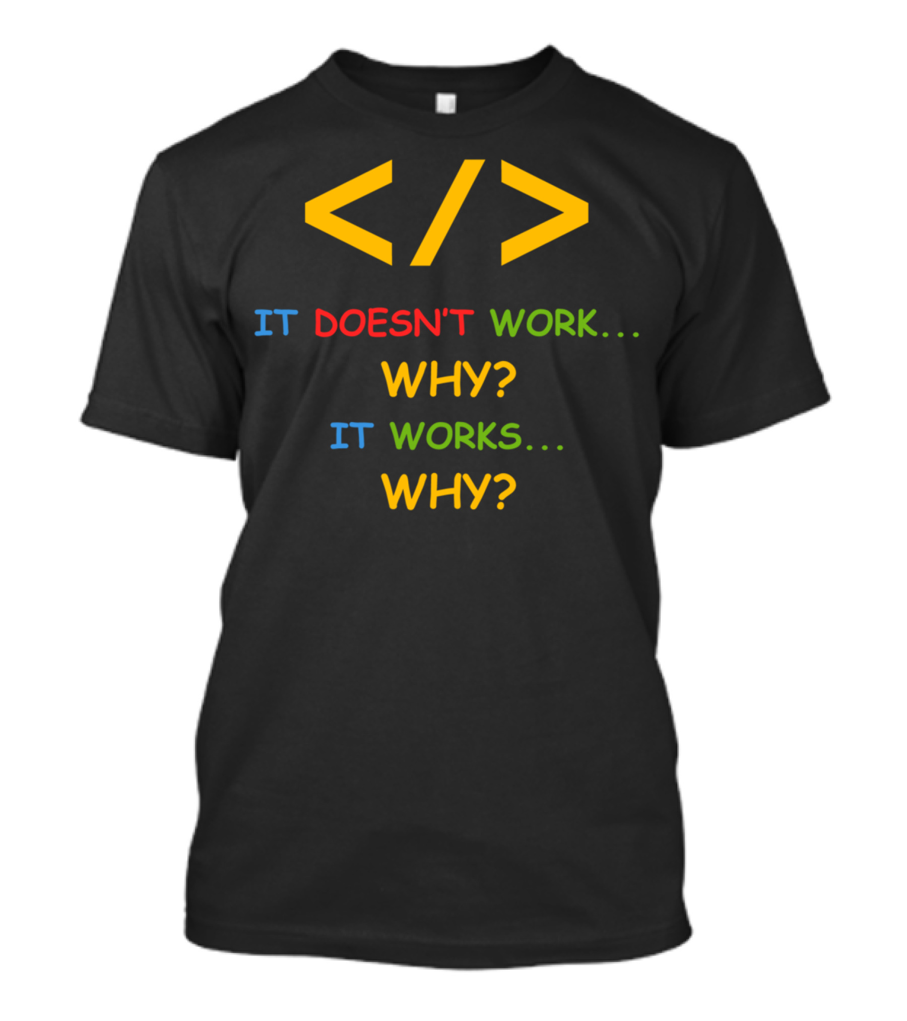 Funny Programmer Software Developer It Doesn't Work Why It Works Why T-Shirt