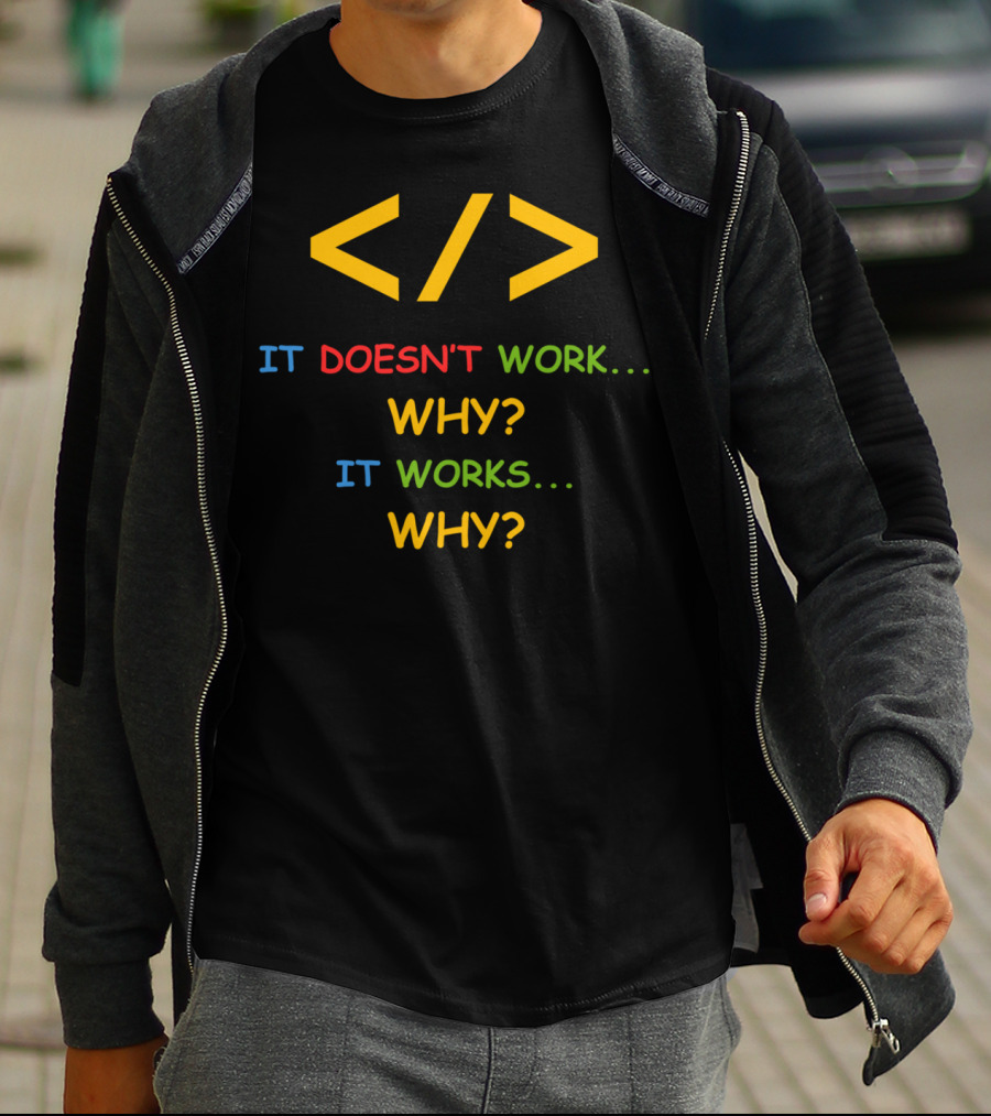 Funny Programmer Software Developer It Doesn't Work Why It Works Why T-Shirt