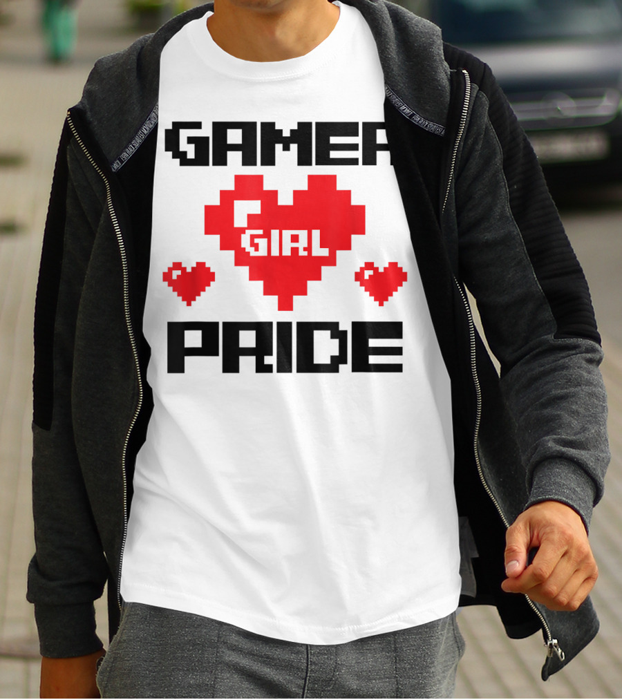 Gamer Girl Pride Pixel Heart Cute Female Gaming T-Shirt