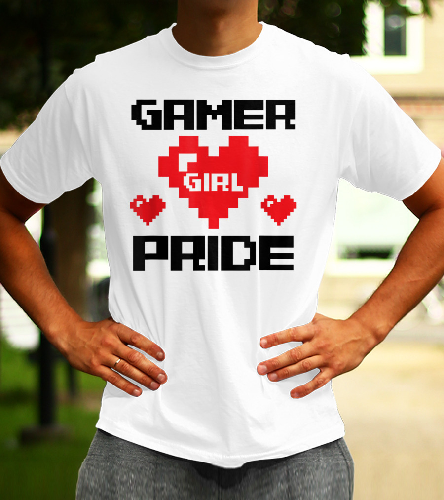Gamer Girl Pride Pixel Heart Cute Female Gaming T-Shirt