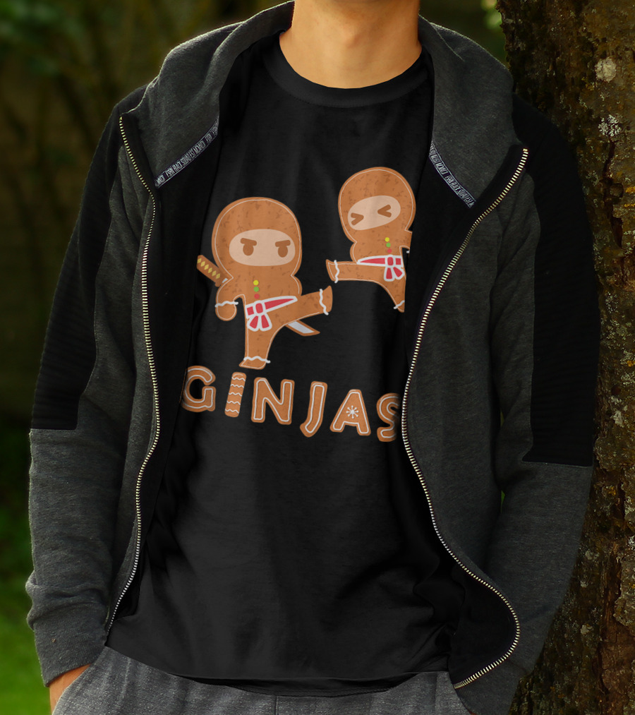 Ginjas Gingerbread Ninja Character Kung Fu Kicks T-Shirt