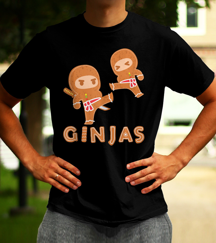 Ginjas Gingerbread Ninja Character Kung Fu Kicks T-Shirt