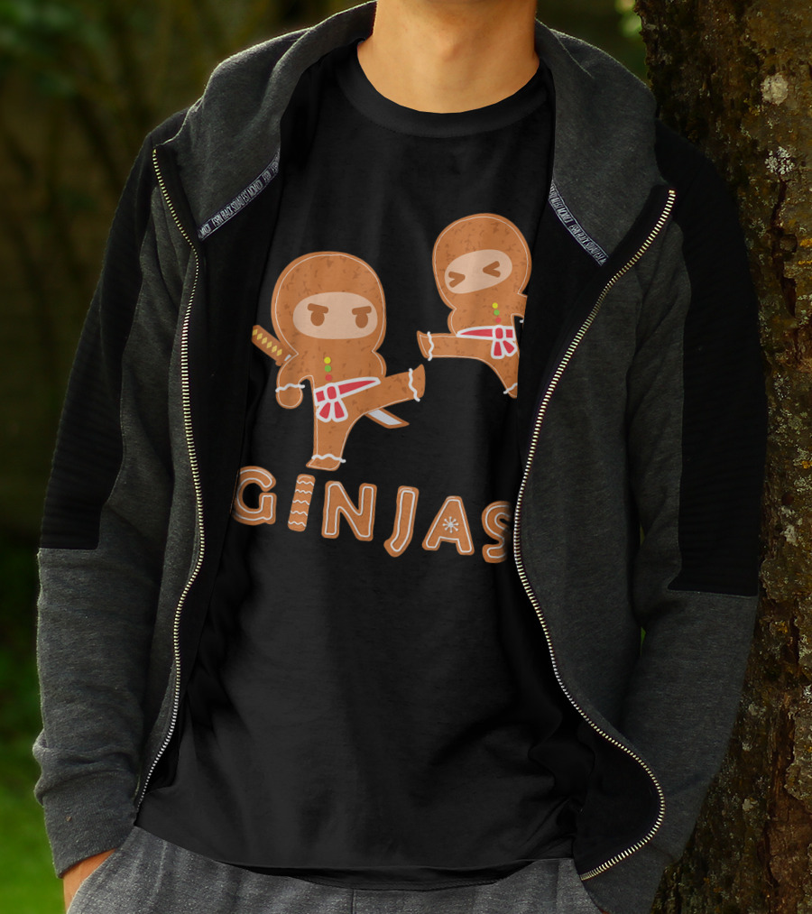 Ginjas Gingerbread Ninjas Fun Cookie Martial Arts Characters T-Shirt
