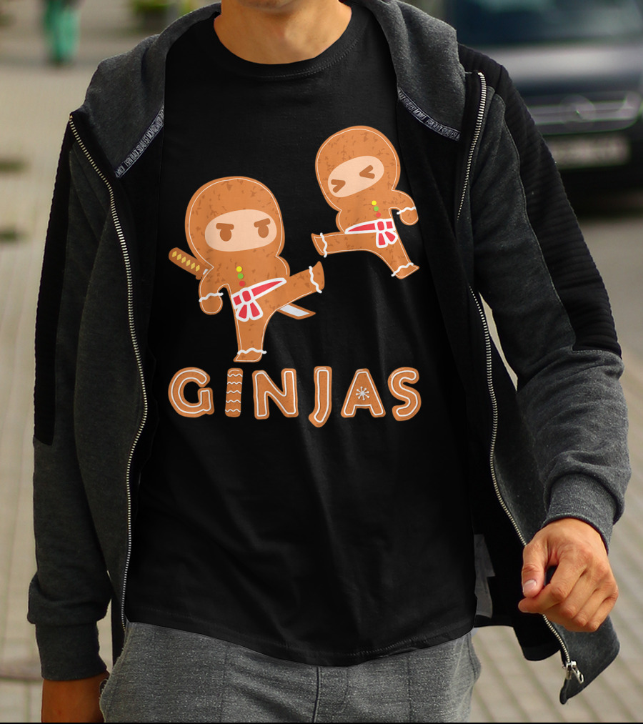 Ginjas Gingerbread Ninjas Fun Cookie Martial Arts Characters T-Shirt