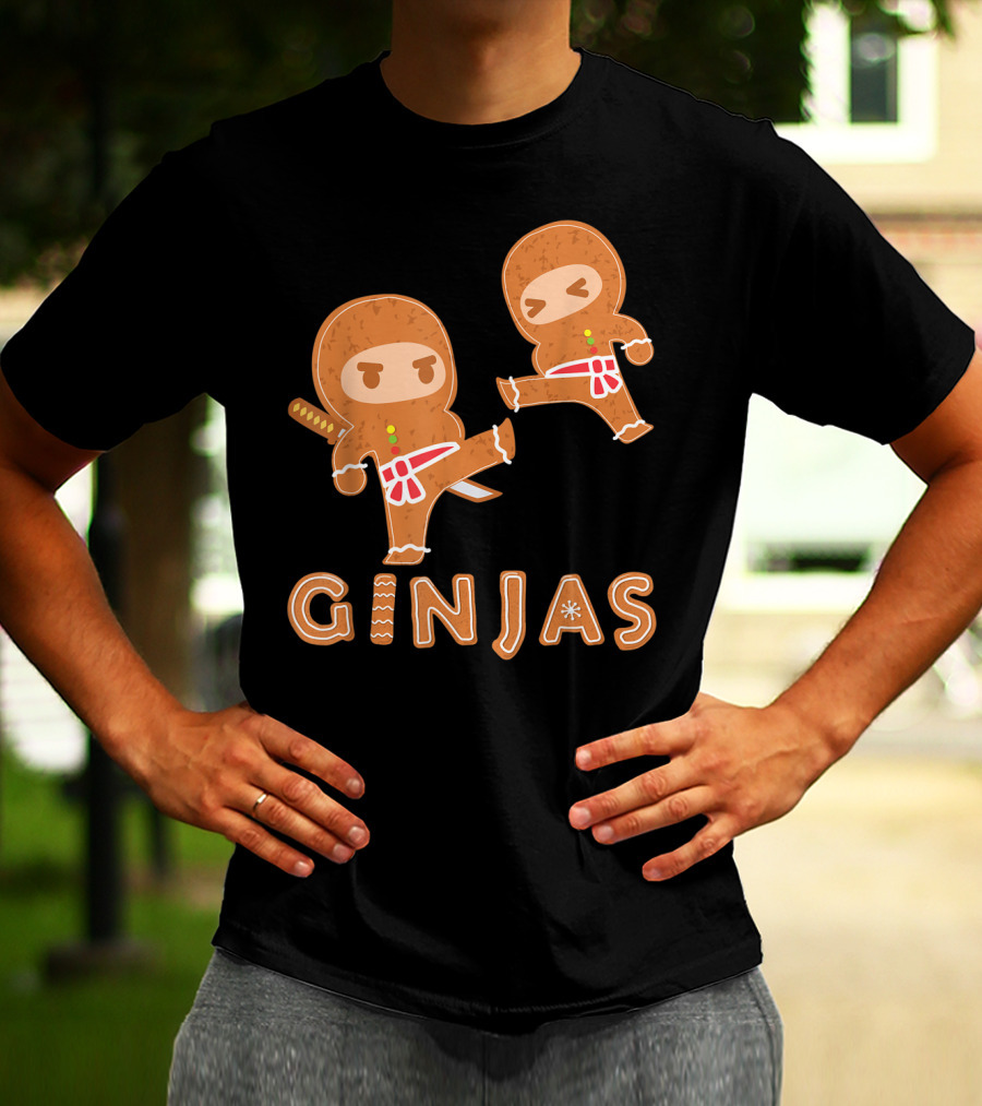 Ginjas Gingerbread Ninjas Fun Cookie Martial Arts Characters T-Shirt