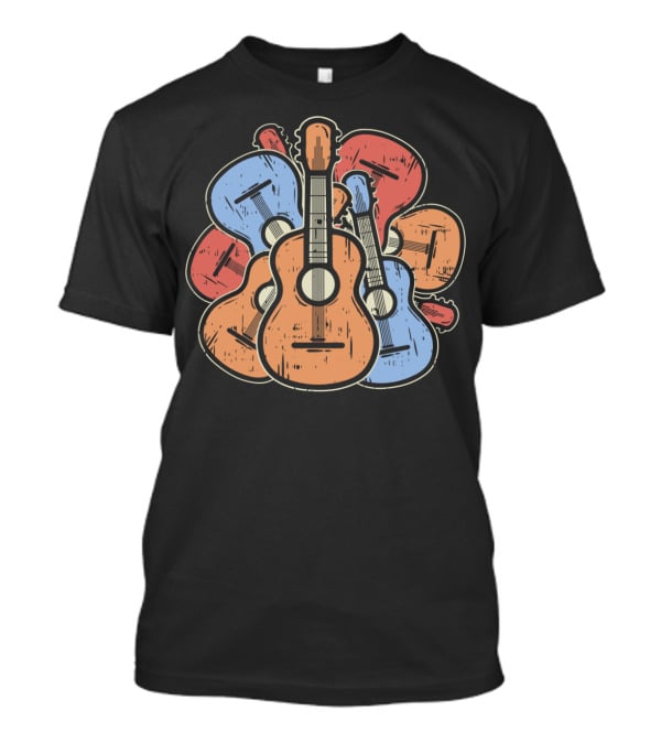 Colorful Guitars And Ukuleles Funny Guitarist Musician T-Shirt