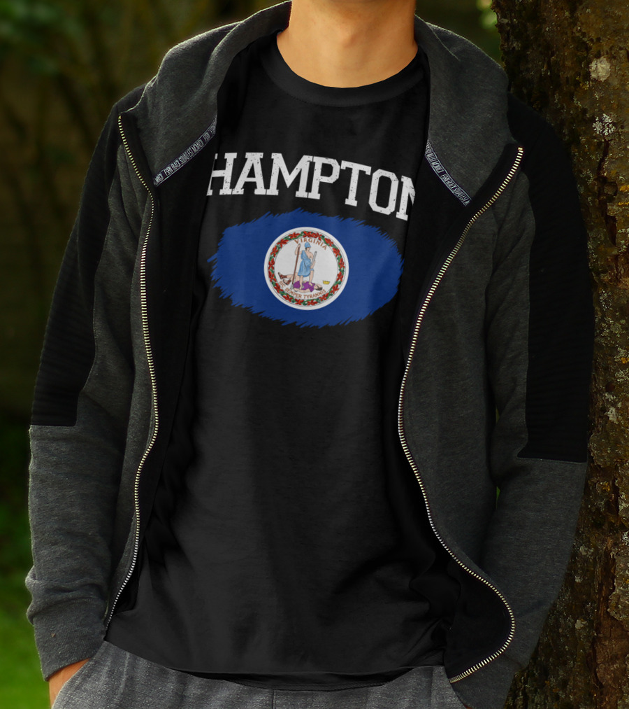 Hampton Virginia State Flag Vintage USA Sports T-Shirt