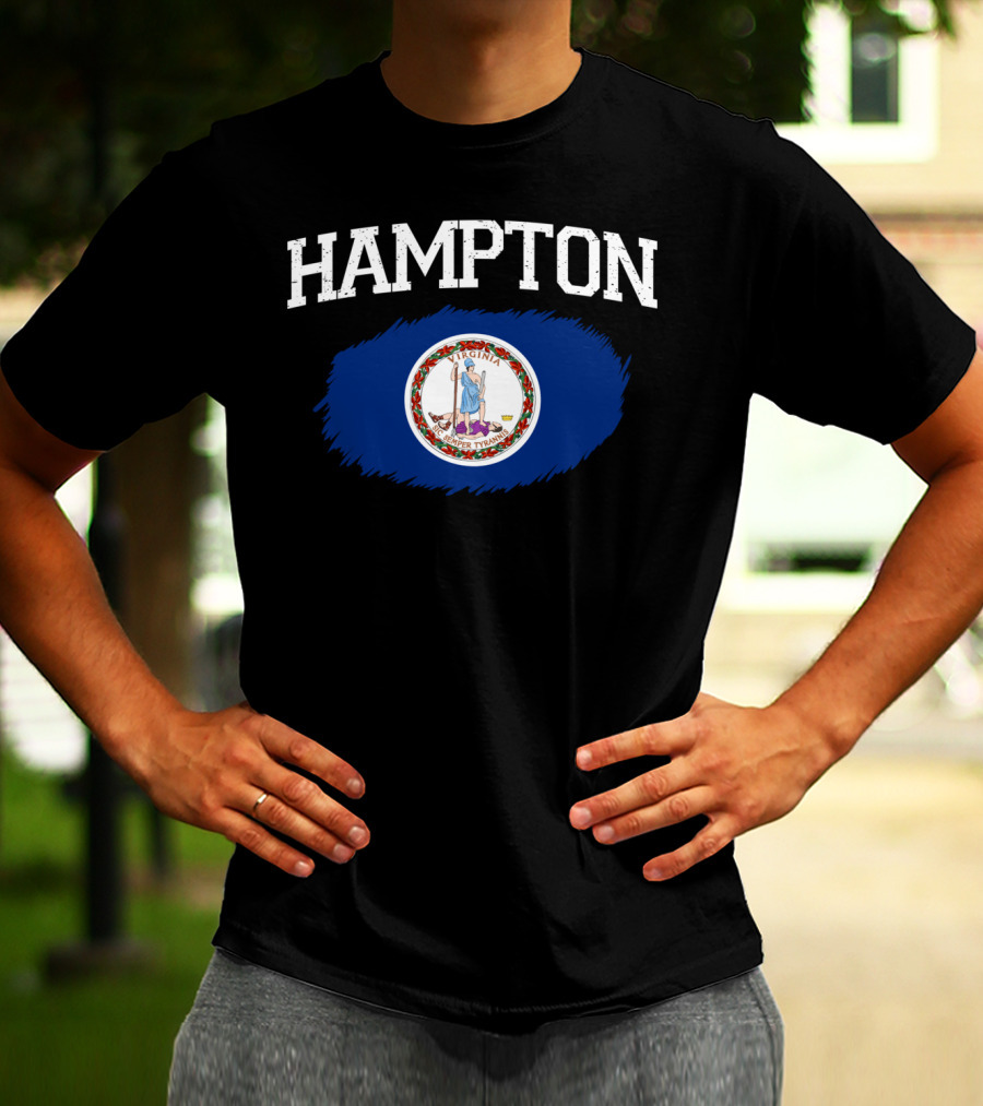 Hampton Virginia State Flag Vintage USA Sports T-Shirt
