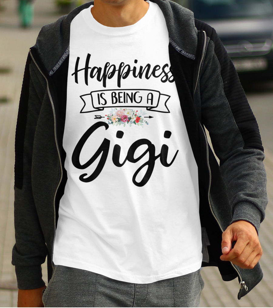 Happiness Is Being A Gigi Mother's Day Floral Wreath T-Shirt