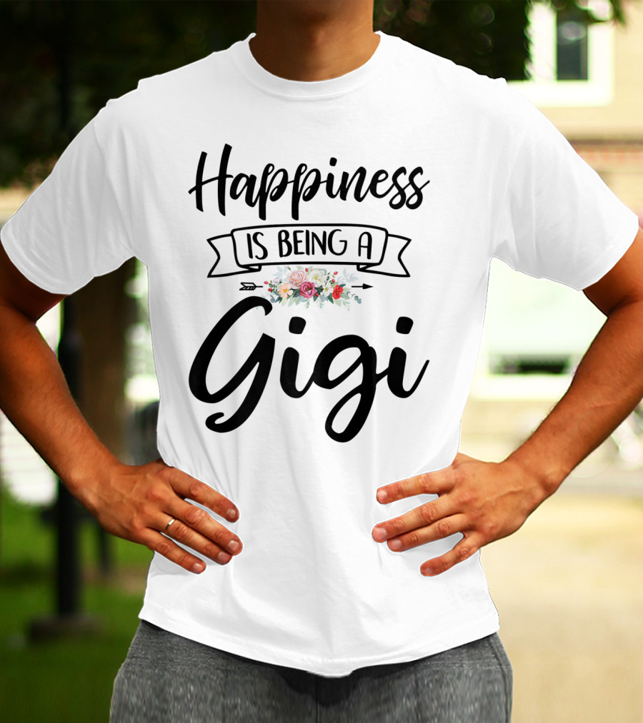 Happiness Is Being A Gigi Mother's Day Floral Wreath T-Shirt