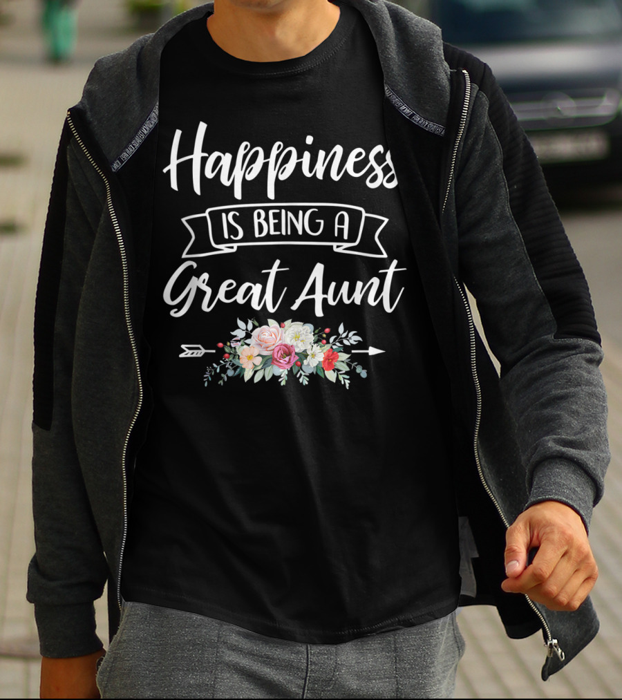 Happiness Is Being A Great Aunt Floral Arrow T-Shirt