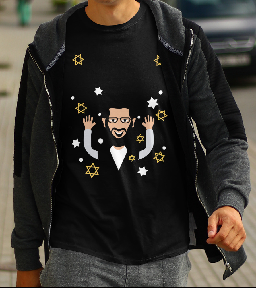 Happy Challah Days Hanukkah Chanukah Menorah Stars Dreidel Rabbi T-Shirt