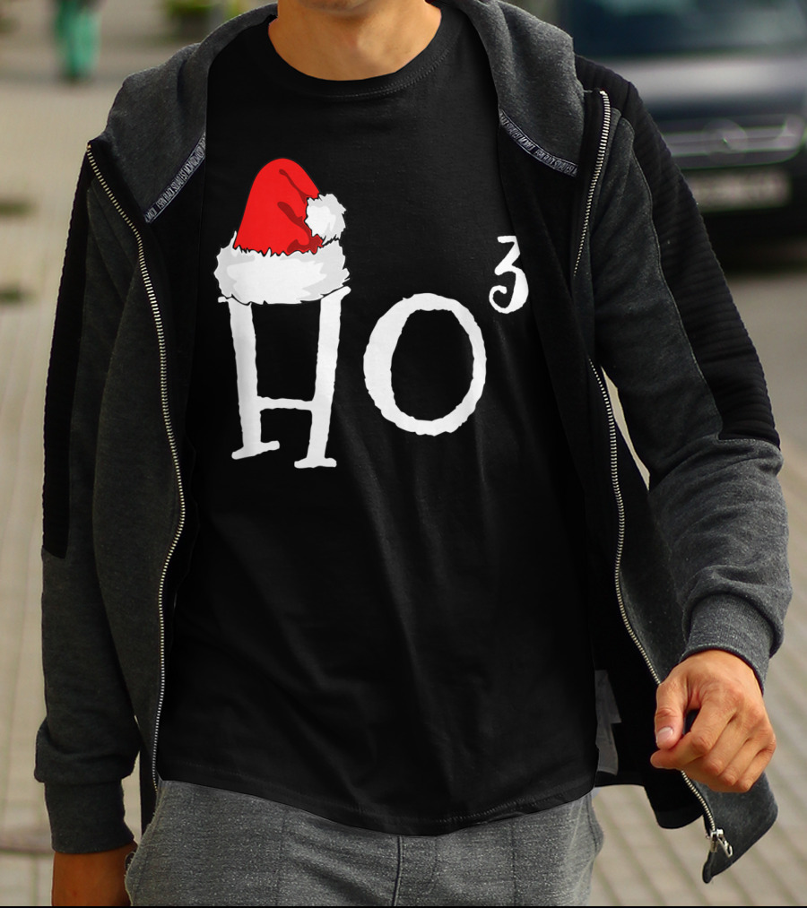 Ho3 Cubed Santa Hat Christmas Hohoho Math Teacher T-Shirt