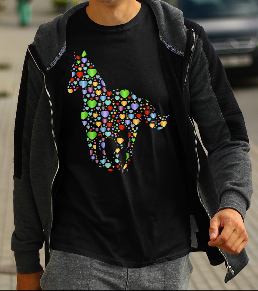 Horse Lover Equestrian Hearts Multicolored T-Shirt