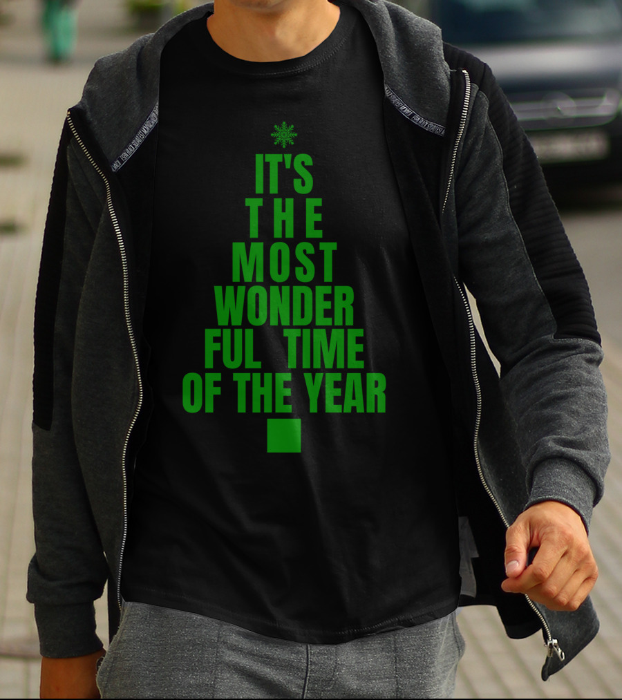 It's The Most Wonderful Time Of The Year Christmas Tree Design Green T-Shirt