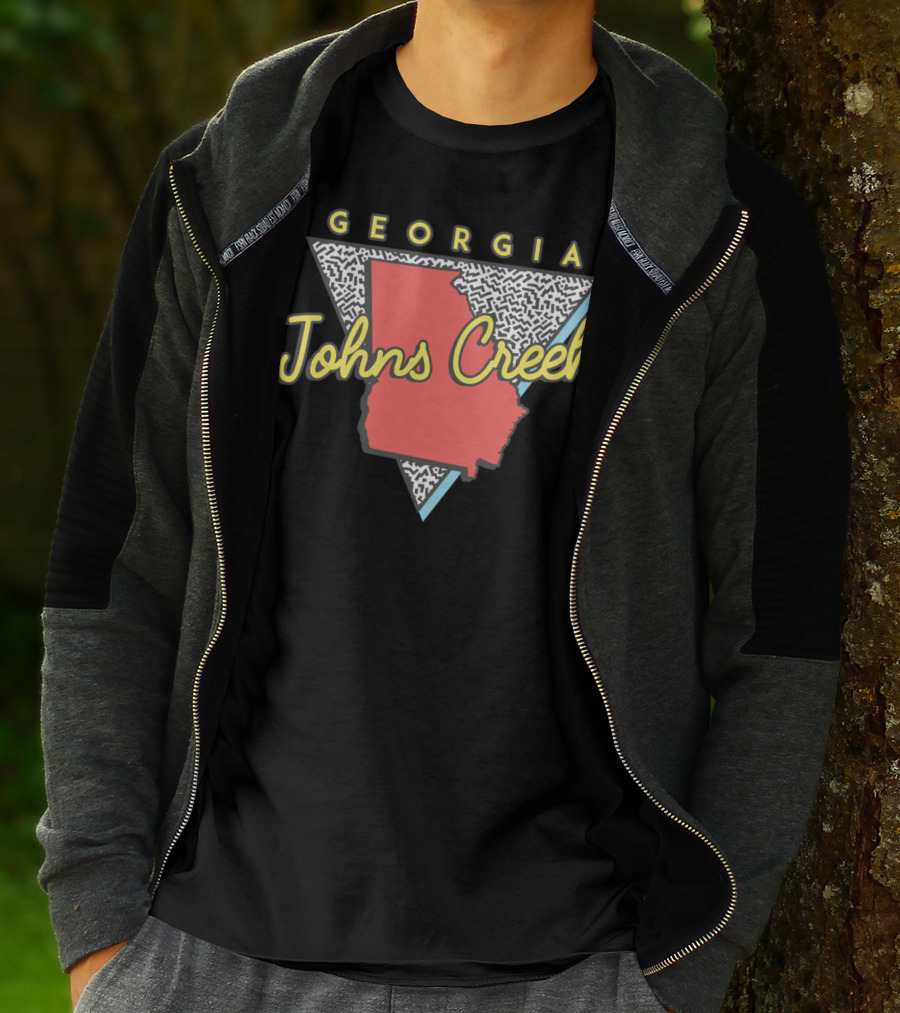 Johns Creek Georgia Retro Souvenir Design With Map T-Shirt