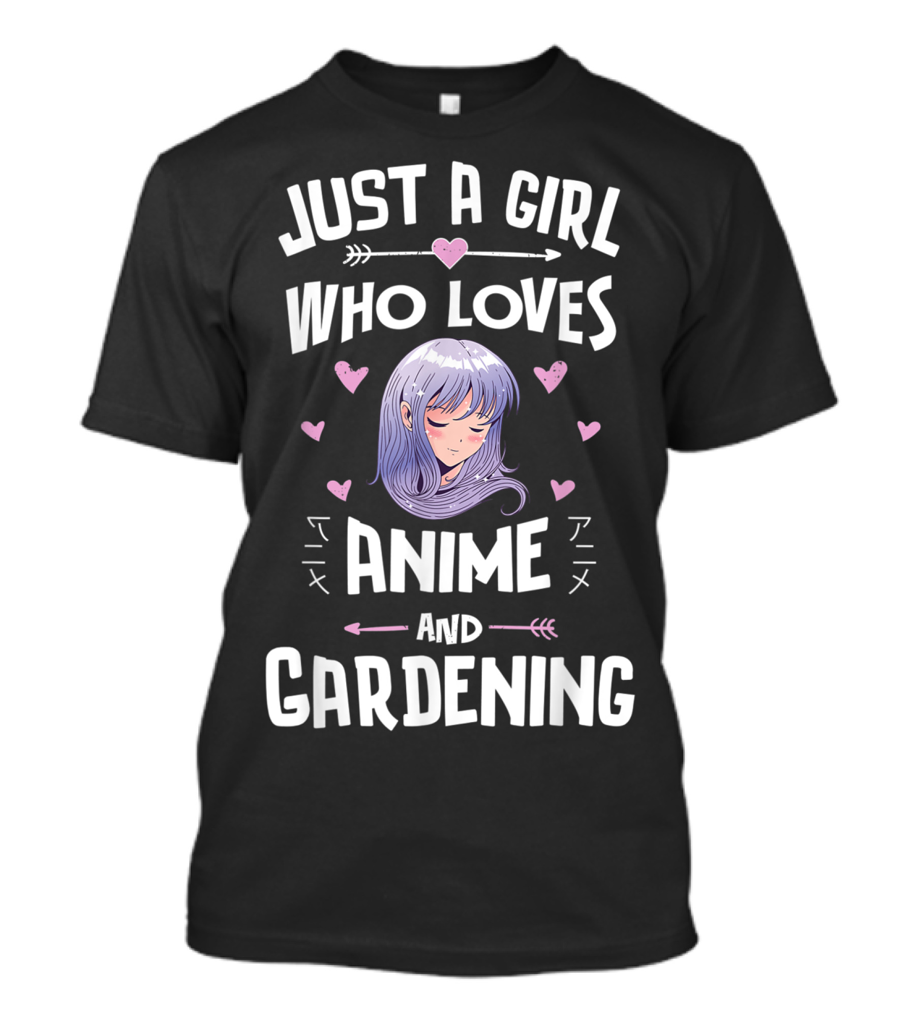 Just A Girl Who Loves Anime And Gardening Anime Aesthetic With Hearts And Arrows T-Shirt