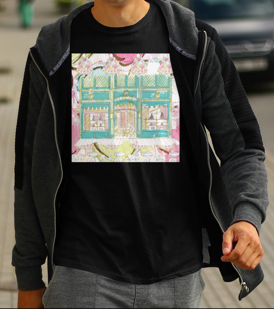 Laduree Shop Window Pastel Colour Macarons French Patisserie Display T-Shirt