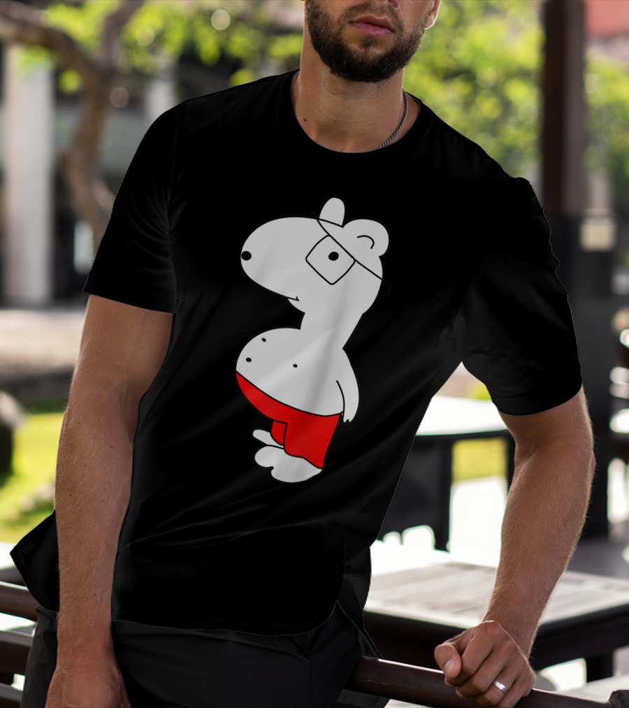 Marcuskun Bear Character With Glasses And Red Shorts T-Shirt