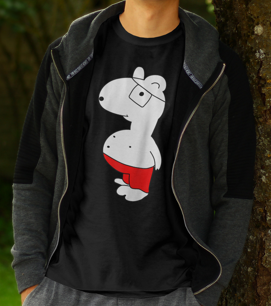 Marcuskun Bear Character With Glasses And Red Shorts T-Shirt