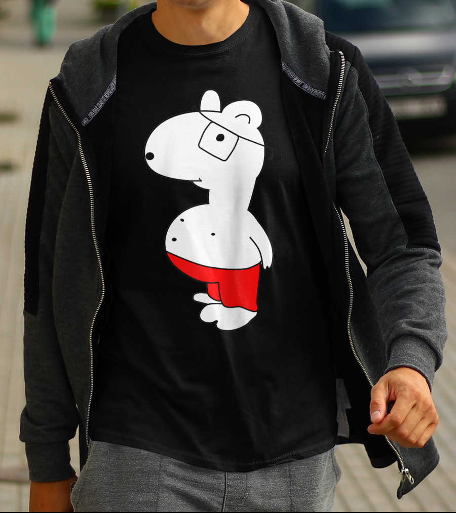 Marcuskun Bear Character With Glasses And Red Shorts T-Shirt