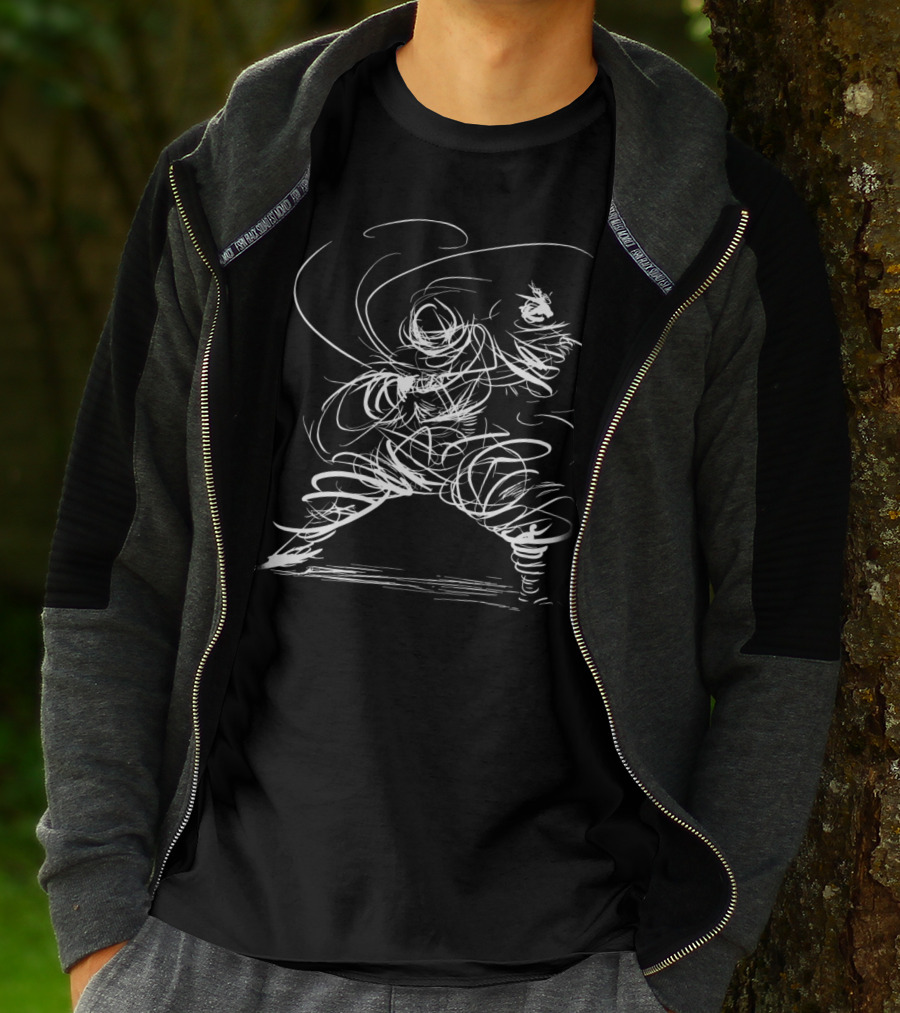 Martialarts Fighter Sorcerer Figure Line Drawing T-Shirt