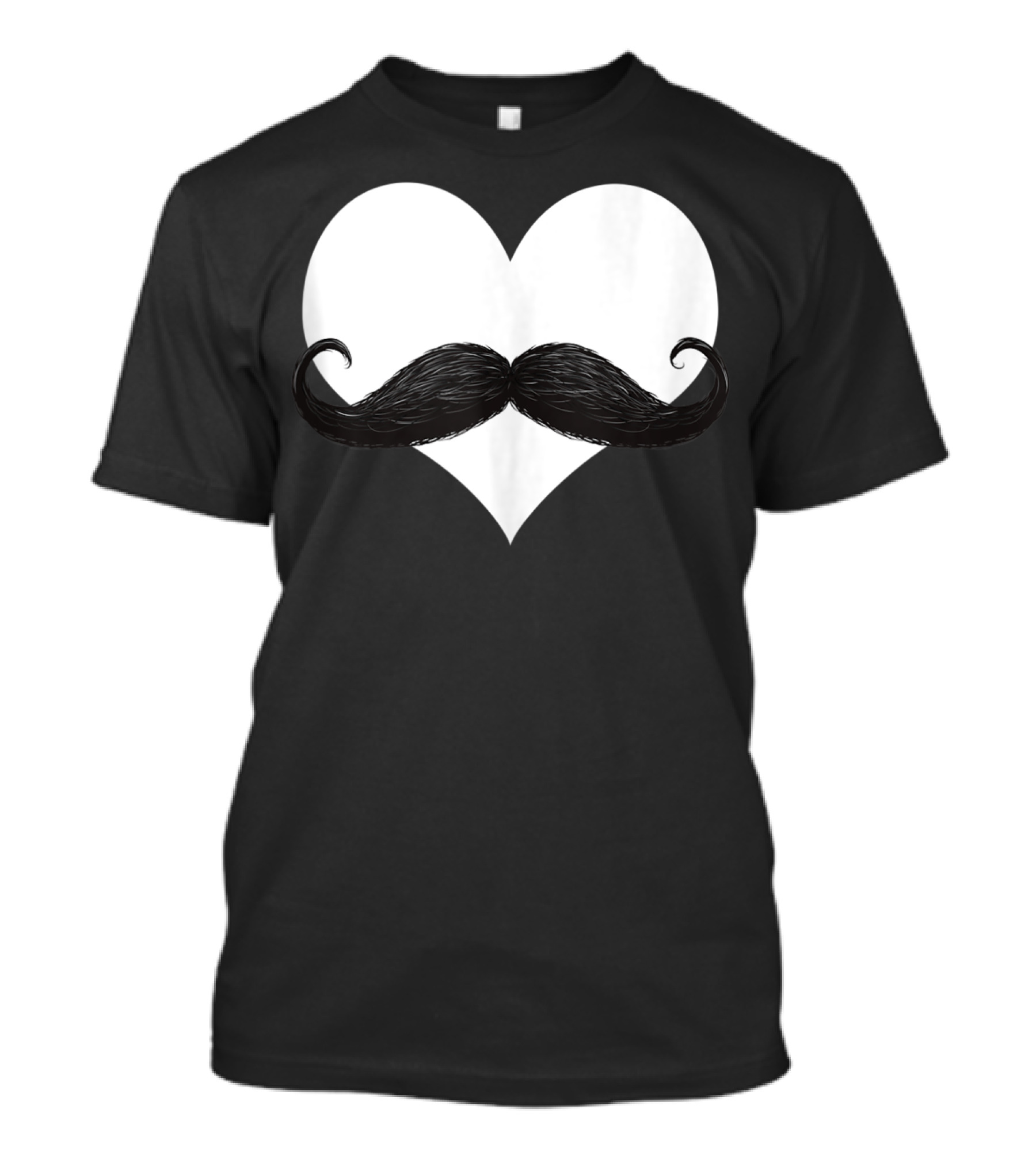 Mens Funny Mustache Heart Valentines Day T-Shirt