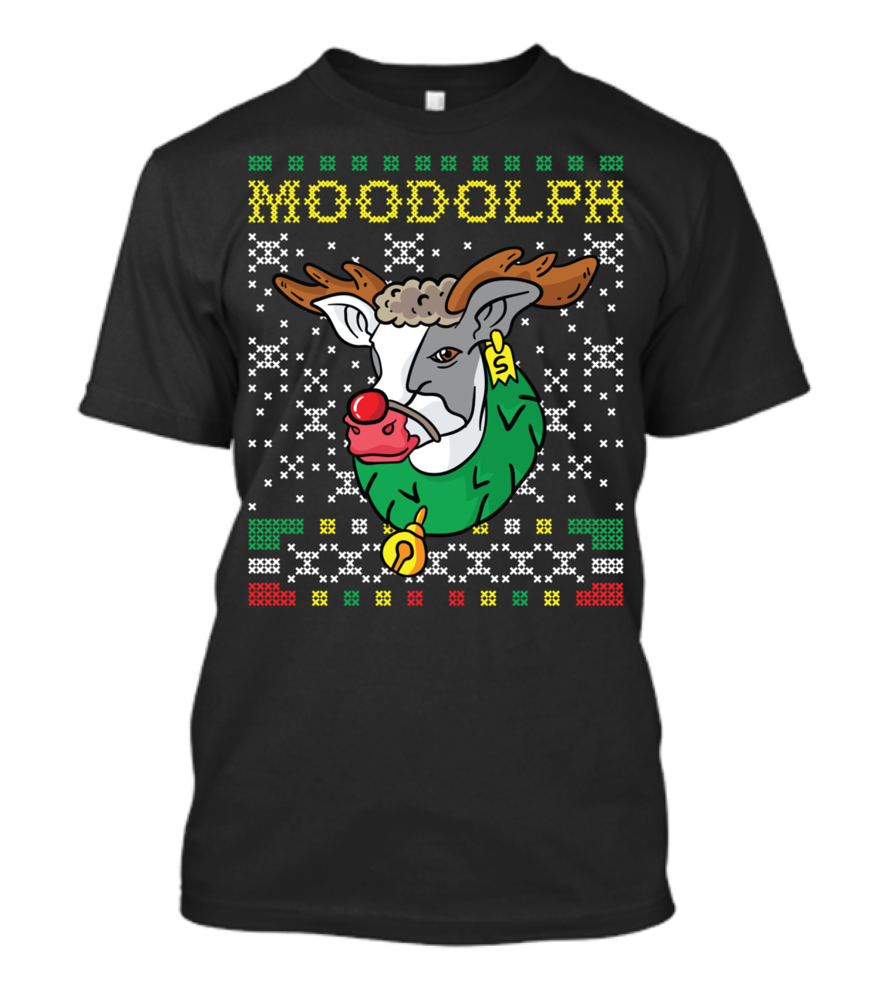 Moodolph Moo Cow Reindeer Christmas Holiday Sweatshirt T-Shirt