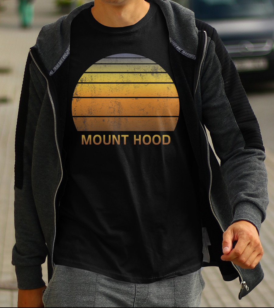 Mount Hood Oregon Vintage Sunset Stripes T-Shirt