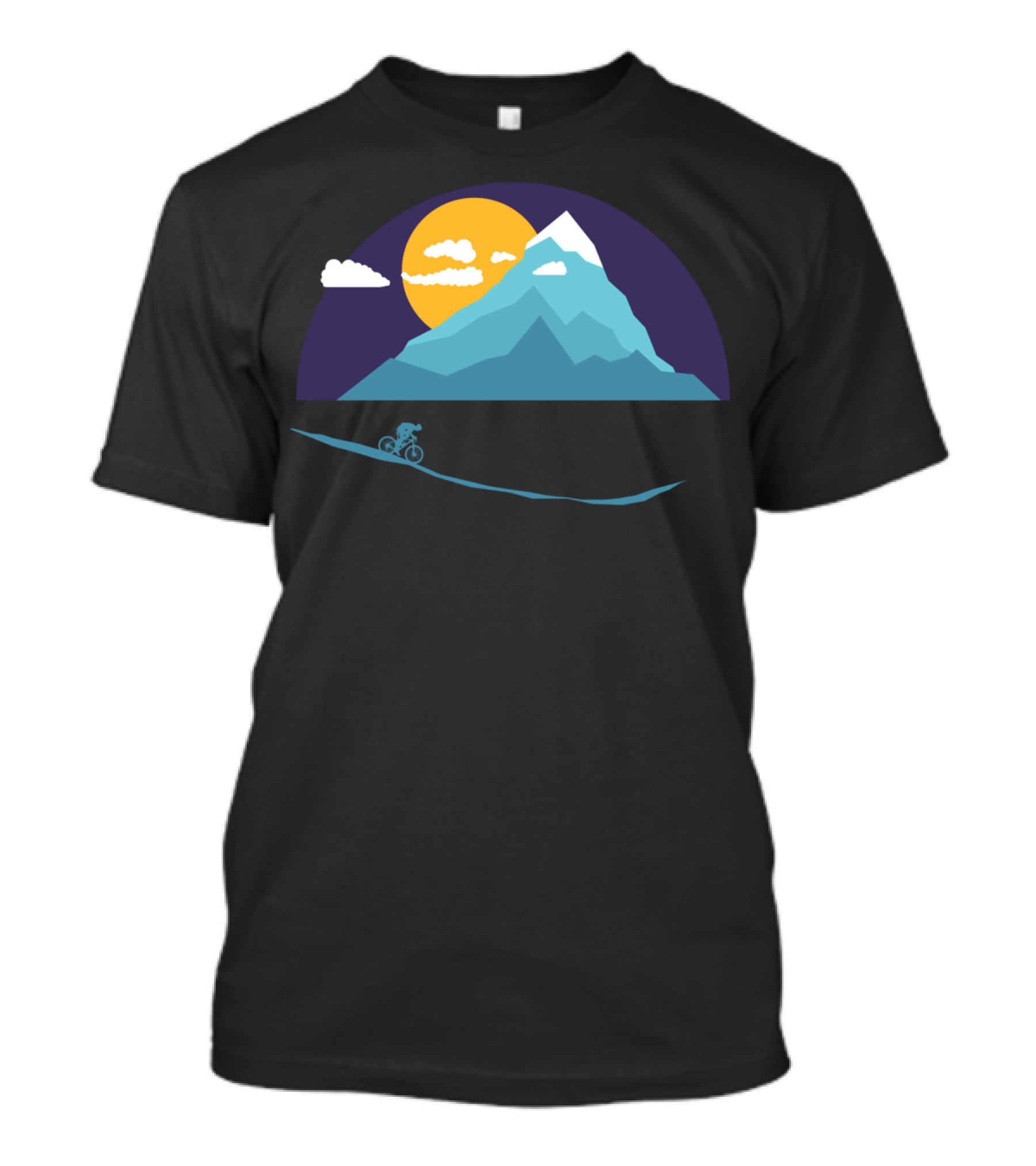 Mountainbiker Scenic Landscape Adventure With Sun And Clouds T-Shirt