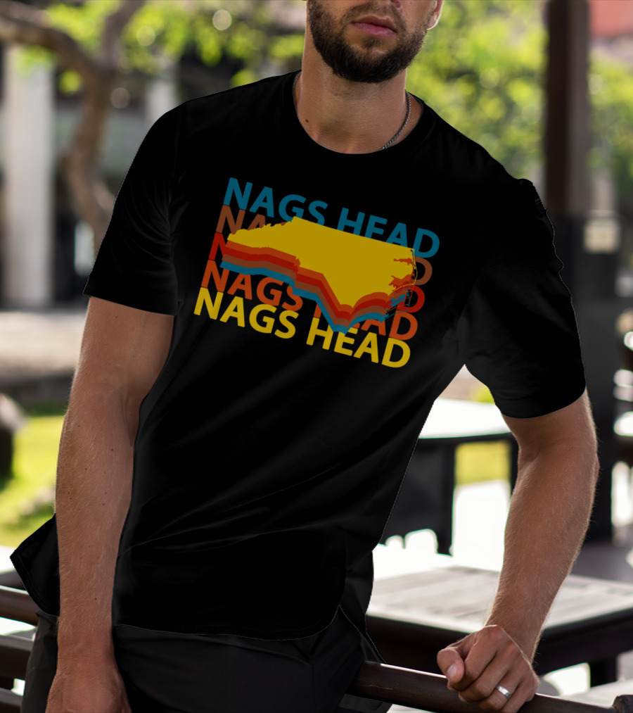 Nags Head North Carolina Outer Banks Vintage Layered Map T-Shirt