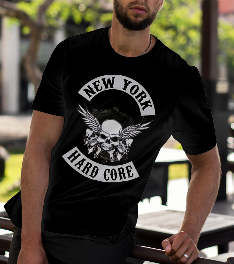 New York Hard Core Skull Wings Nyhc Usa Straight Edge T-Shirt