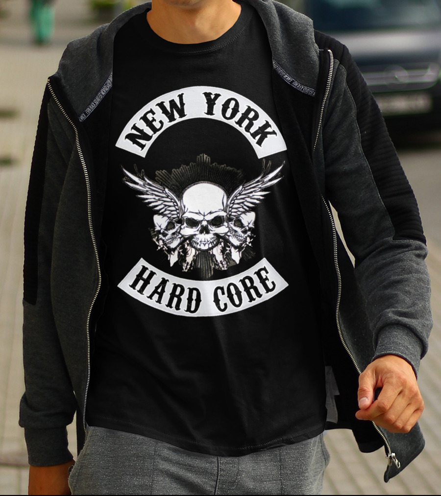 New York Hard Core Skull Wings Nyhc Usa Straight Edge T-Shirt