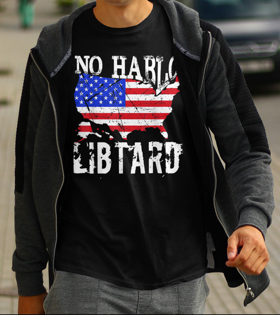 No Hablo Libtard American Flag Map T-Shirt